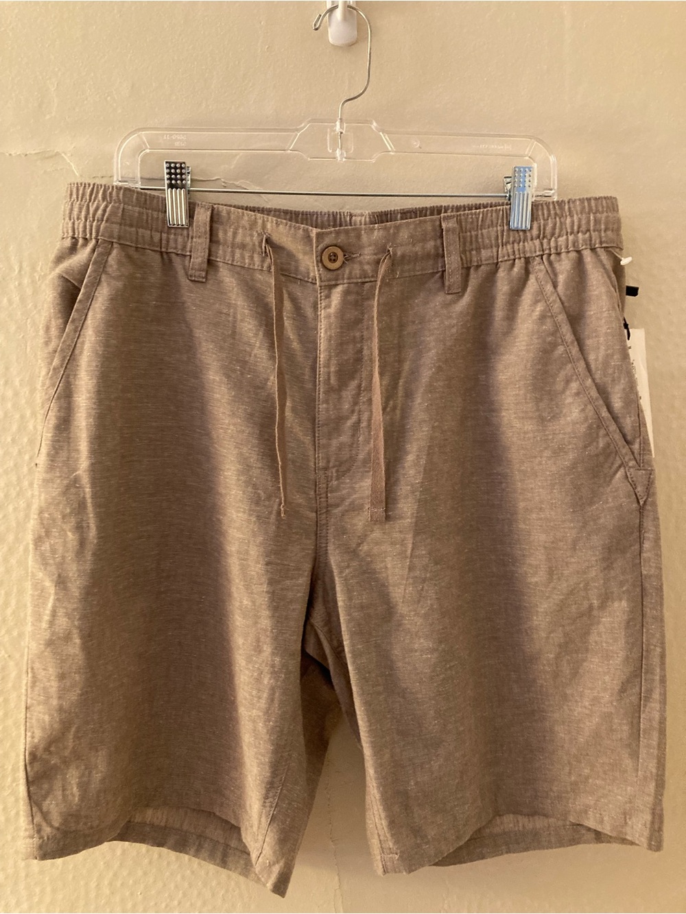 NWT Men's Linen-blend Casual Drawstring Shorts - Taupe